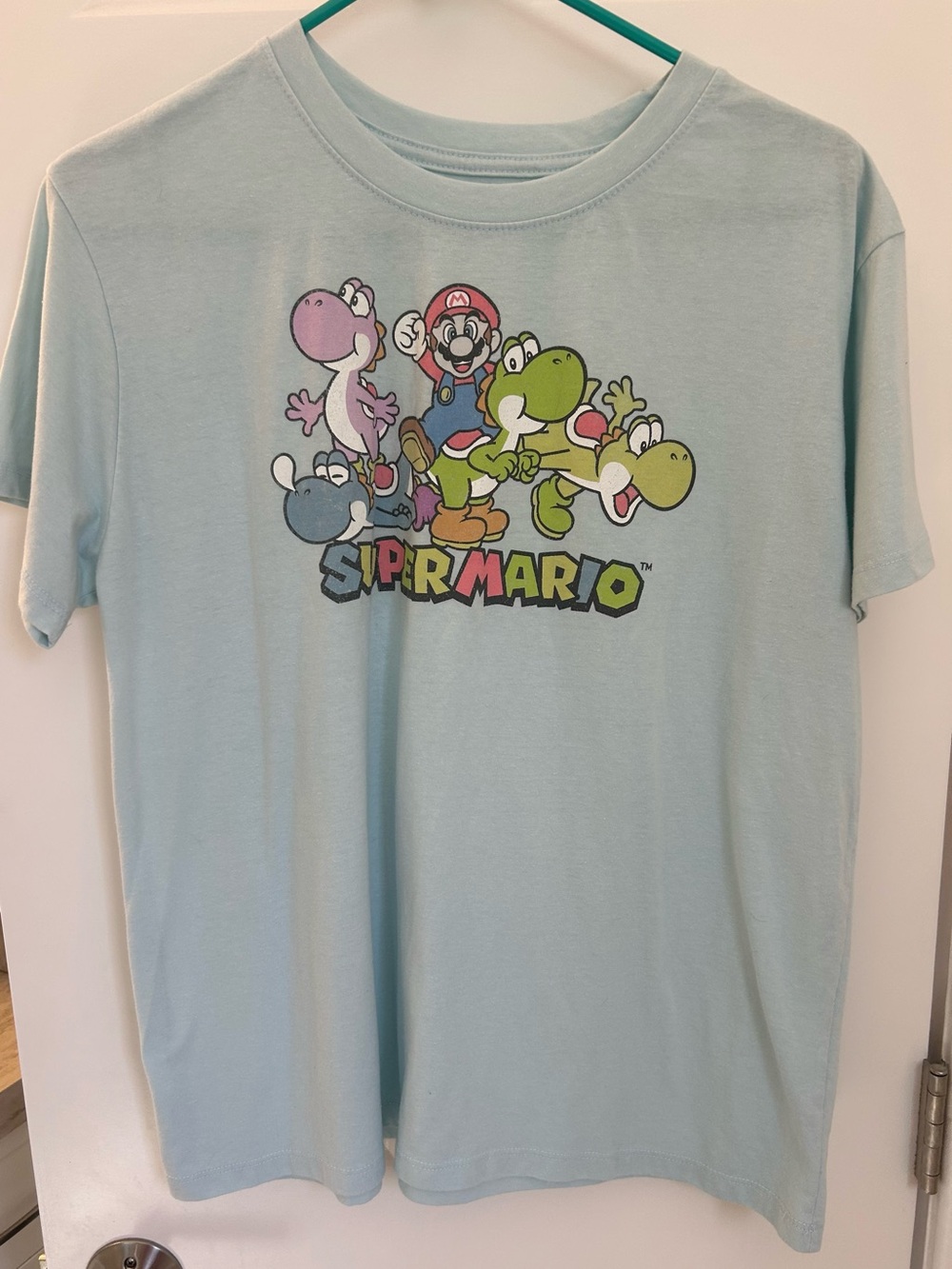 MAD Engine Super Mario Logo Tee - Light Blue Size XL